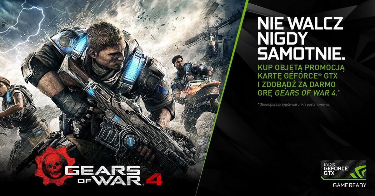 Gra Gears of War 4 za darmo z kartami graficznymi NVIDIA GeForce GTX