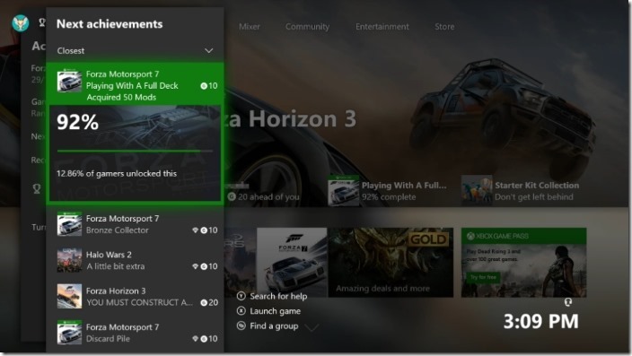 Xbox One zmiany dashboard osiągnięcia