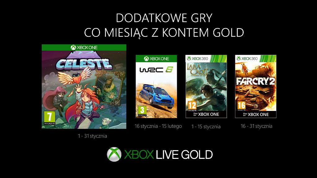 Styczniowa oferta dodatkowych gier Games with Gold dla abonentów Xbox Live Gold
