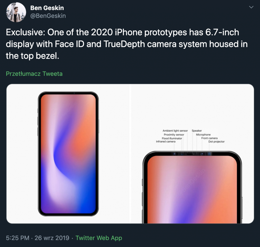 iPhone bez wcięcia w ekranie już w 2020 roku?