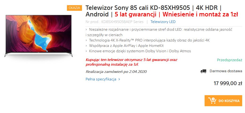 Test Sony LCD 4K XH95 cena