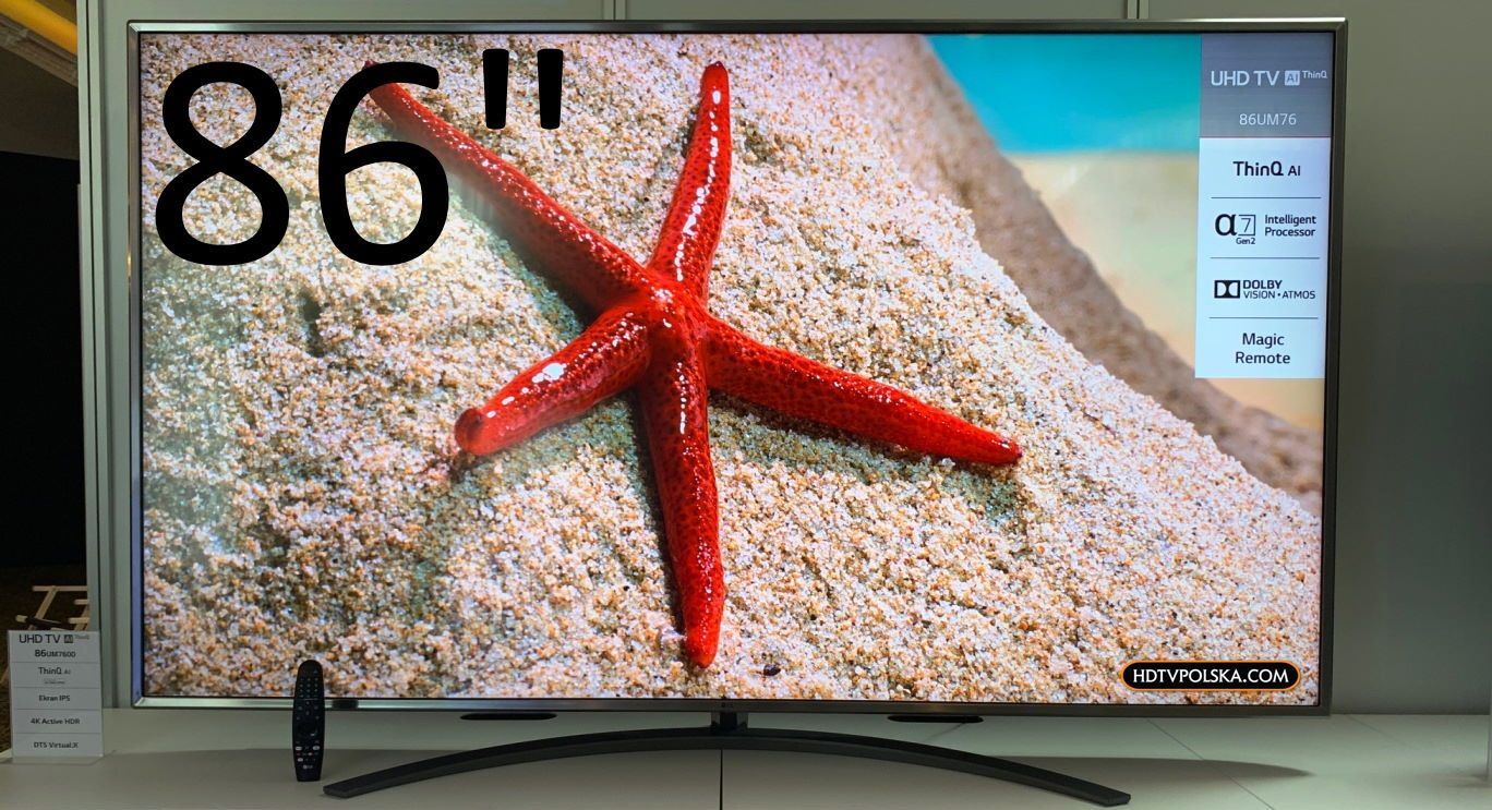 Gigantyczny 86 calowy telewizor LG 120Hz do grania oraz filmów w bardzo dobrej cenie