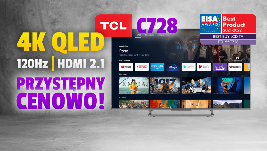 Telewizor poniżej 3500 zł dla każdego? | TEST | TCL C728 QLED TV 120Hz z HDMI 2.1 VRR. Nagroda EISA – najlepszy zakup LCD TV