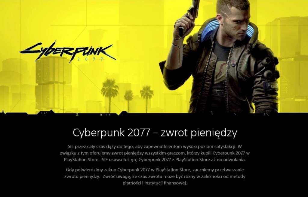 Cyberpunk 2077 usuniete z psstore