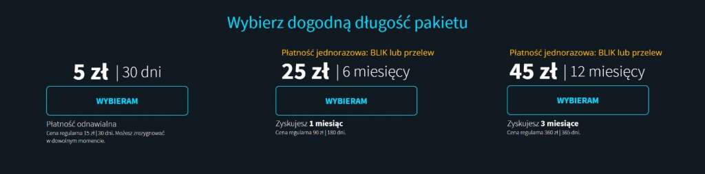 Promocja Player 5zl za 30 dni długość pakietów