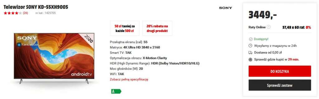 Promocja Sony XH90 Media Markt niska cena 1