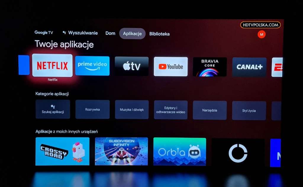 Pierwsze wrażenia test Sony BRAVIA XR OLED A90J Google TV menu główne