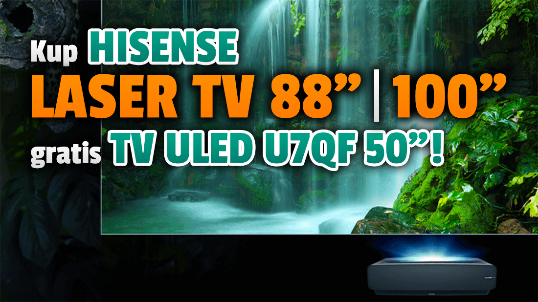 Kupujesz laserowy telewizor Hisense? 50-calowy TV ULED U7QF ze świetną czernią i wysoką jasnością HDR dostaniesz za darmo! Gdzie skorzystać z tej akcji?