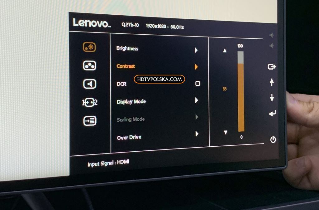 test Monitor Lenovo Q27h-10 menu obrazu