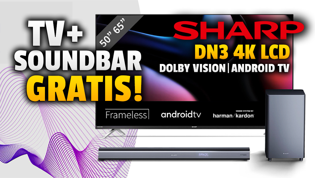 Kup telewizor Sharp 4K Android TV z Dolby Vision, a dostaniesz soundbar z Dolby Atmos gratis! Kompletne kino domowe 1200 zł taniej! Gdzie?