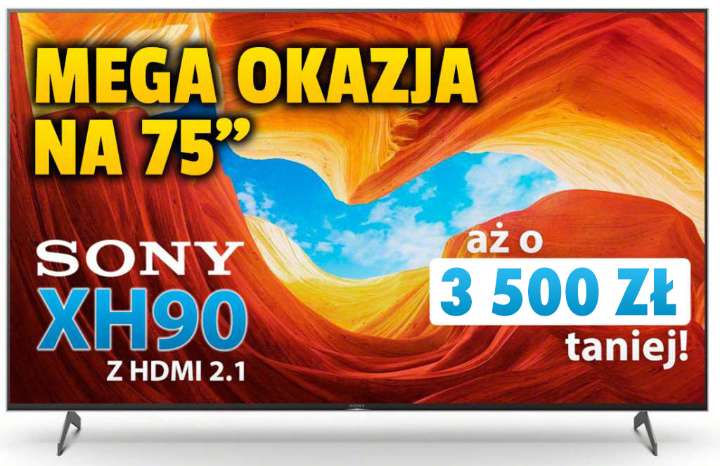 Ogromny Sony TV do konsoli w potężnej promocji! 75 cali z HDMI 2.1 4K 120Hz taniej od premiery o 3500 zł! Spotify w prezencie i odroczone raty – gdzie?
