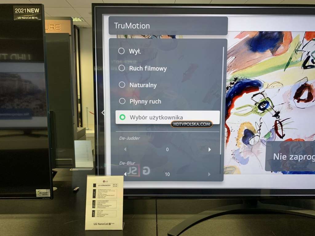 Test LG NANO91PA 2021 rok menu 120Hz