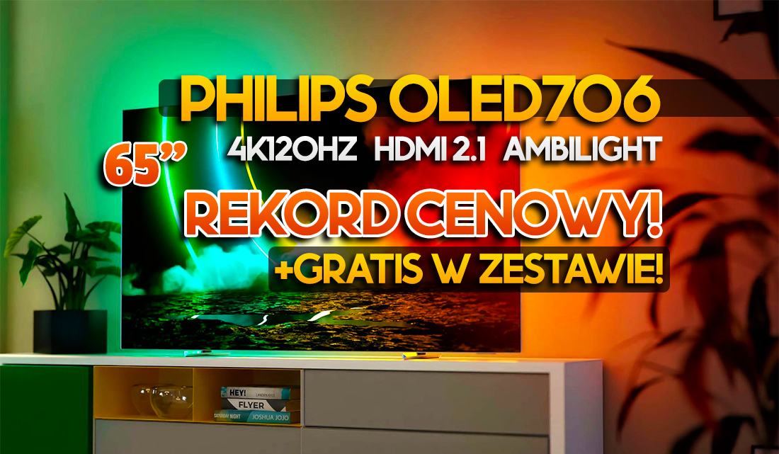 Wow! Rekordowo tani duży TV Philips OLED 65″ z HDMI 2.1 i systemem Ambilight! Wielki rabat + gratis! Gdzie?