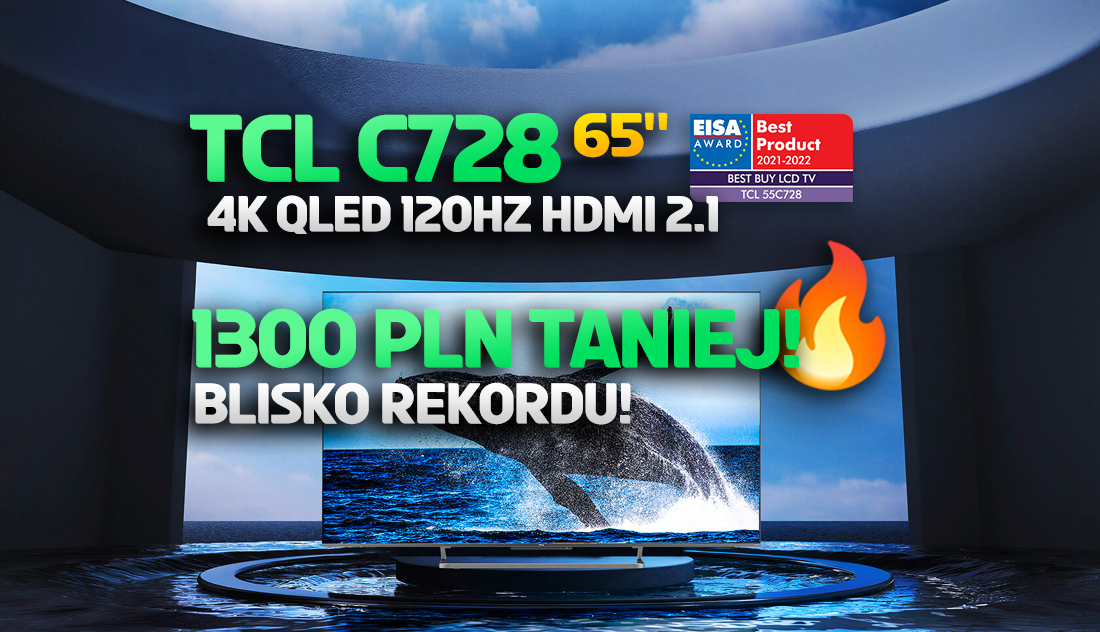 Uwaga: jeden z najlepiej wycenionych TV 65″ do konsoli prawie rekordowo tanio! TCL QLED aż 1300 zł taniej! Gdzie?