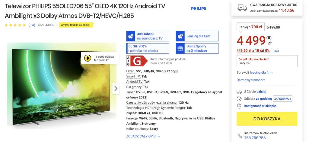 Rekordowo niska cena super TV OLED! Najlepszy wybór jakość/cena? To model od Philips z HDMI 2.1 i Ambilight - gdzie?