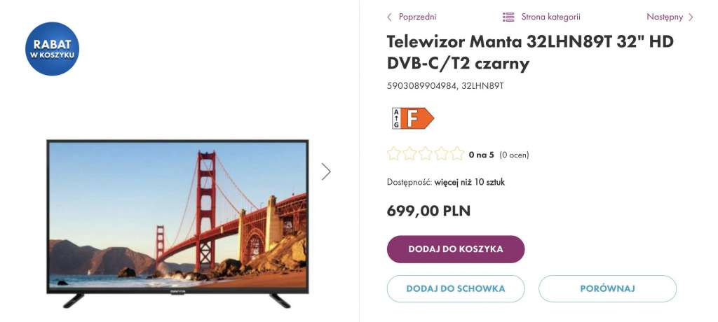 Szukasz telewizora do DVB-T2? Ten ultratani model odbierze TV naziemną po zmianach! 250 zł na zakup