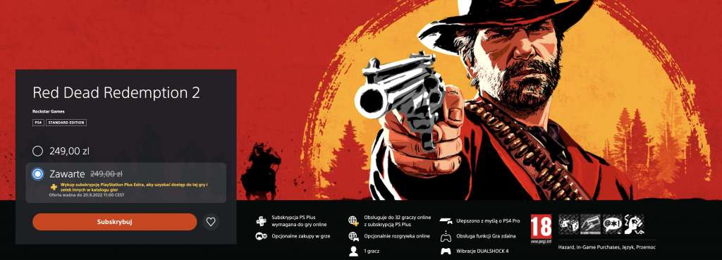 red dead redemption 2 play station plus store gra