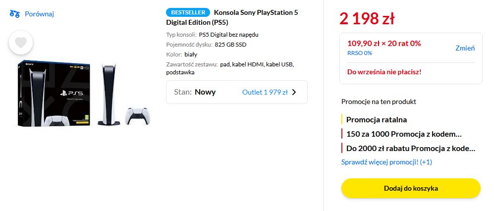 konsola PS5 euro za 2199 zł