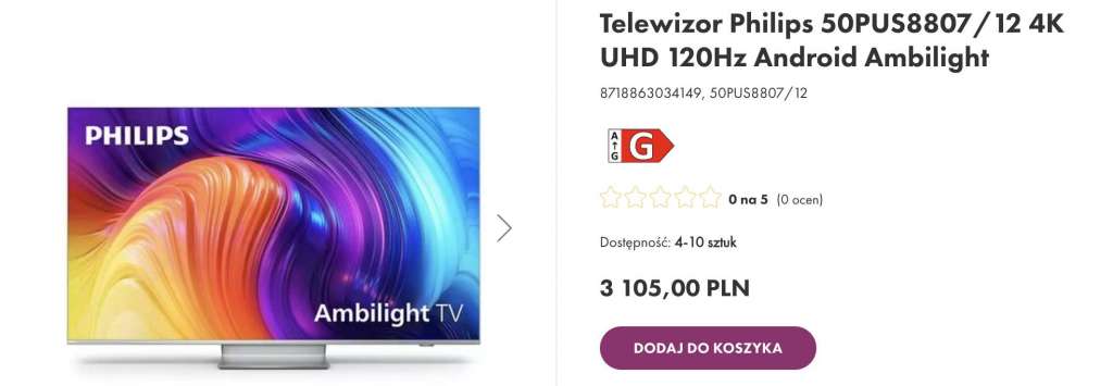jaki telewizor kupić promocje vobis philips the one pus8807 50 cali