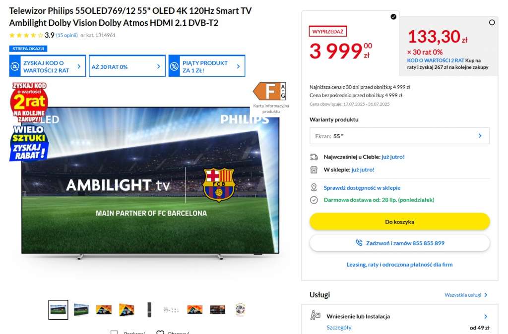 oled769 promcoja 55 cali rtv euro agd