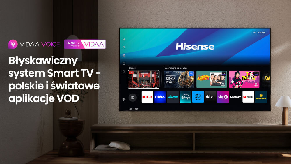 Telewizor Hisense U8Q ekran główny system VIDAA