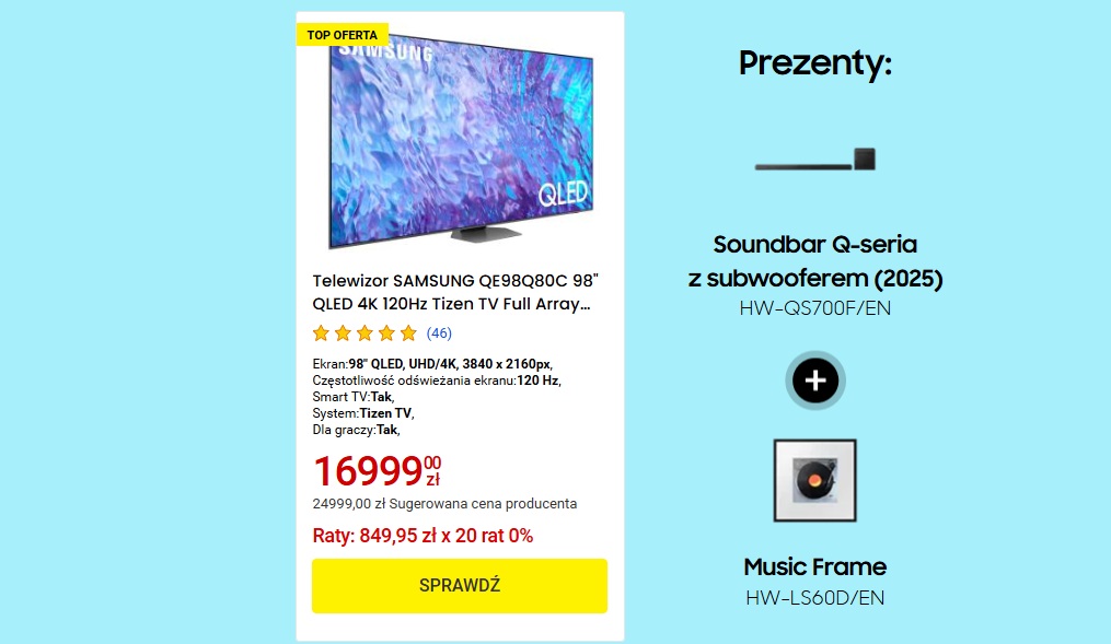 Promocja na Samsung Q80C zestaw
