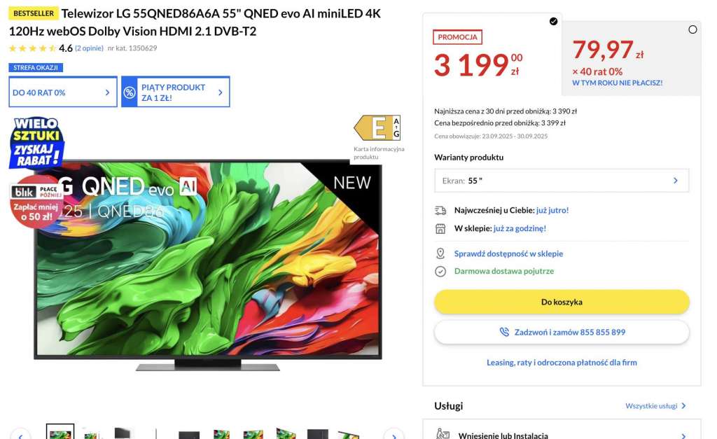 telewizor lg qned86 55 cali rtv euro agd promocja