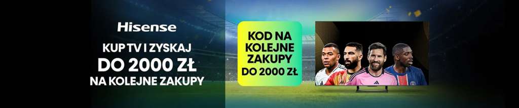 Baner reklamujący akcję cashback HISENSE w sieci Media Expert