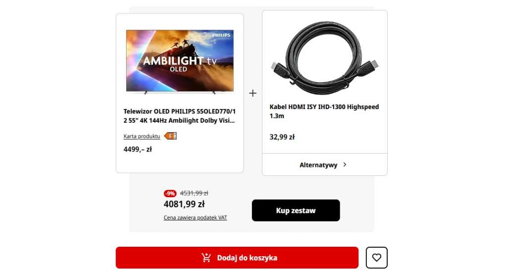 telewizor philips oled770 promocja media markt