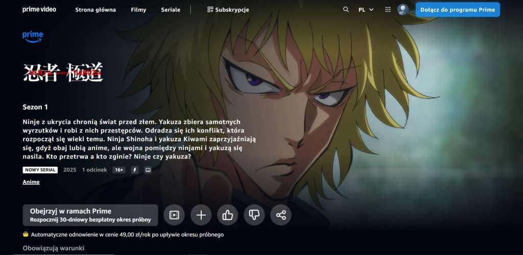 nowy serial Prime Video Ninja kontra Yakuza