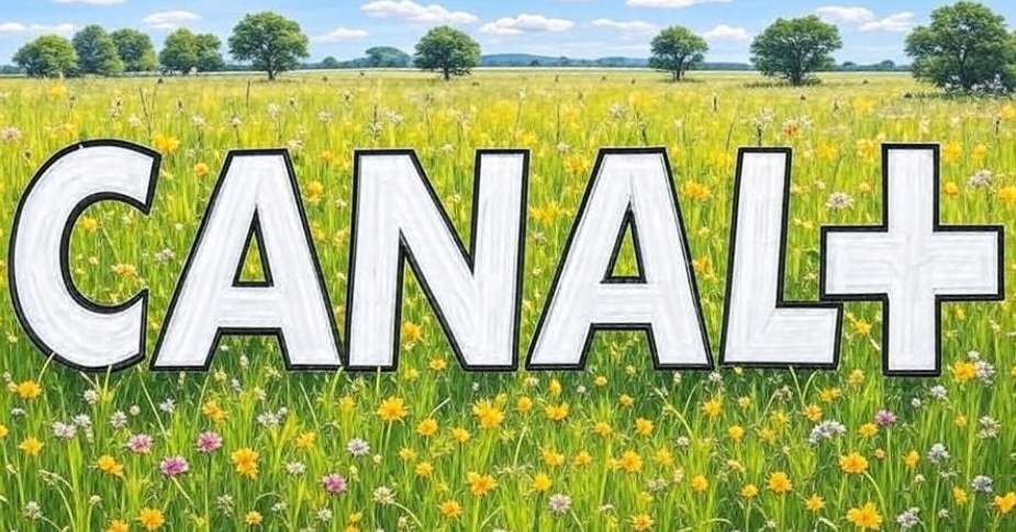 canal+ logo na tle łąki