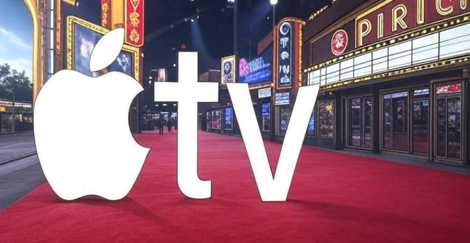 logo apple tv na czerwonym dywanie