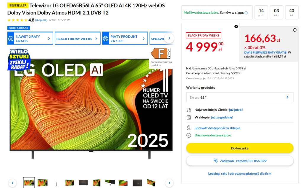lg oled b5 65 cali promocja