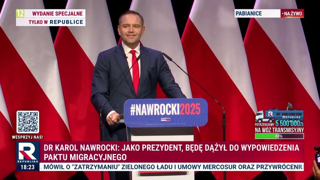 prezydent Nawrocki w TV Republika - zrzut ekranu