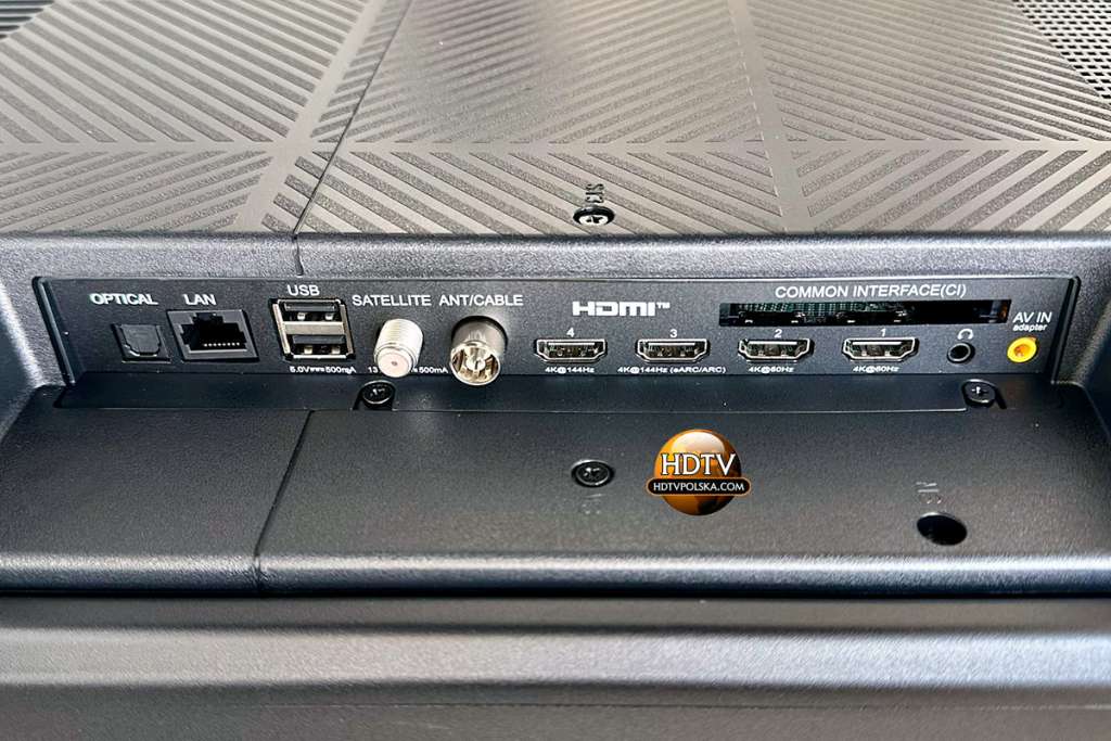 Dolna tylna obudowa i panel ze złączami telewizora Haier M95 widoczny od dołu