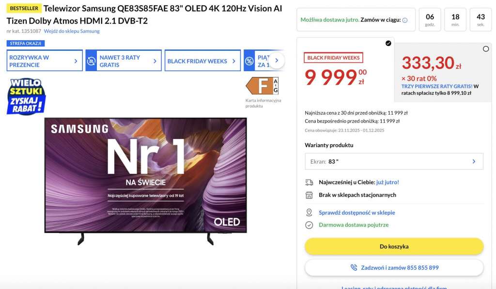 samsung oeld s85f promocja rtv euro agd