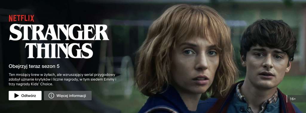 Karta 5. sezonu serialu "Stranger Things" w serwisie Netflix