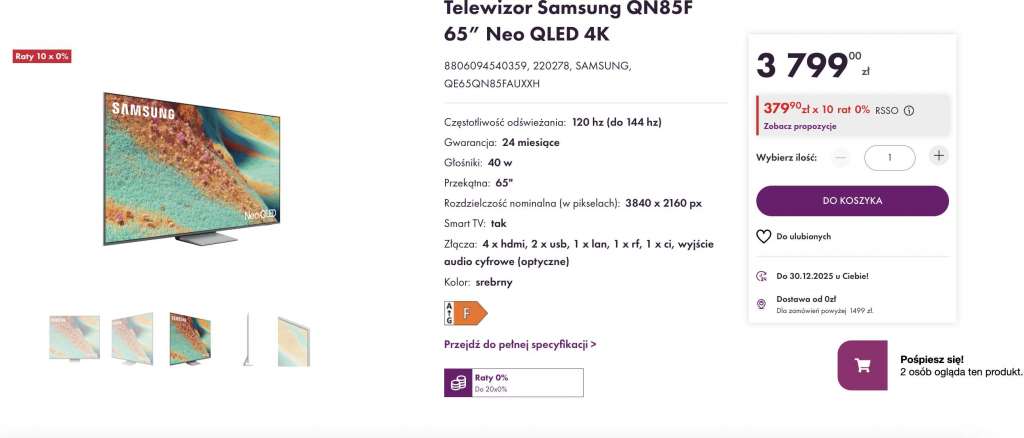 samsung qn85f 65 cali promocja vobis okazja