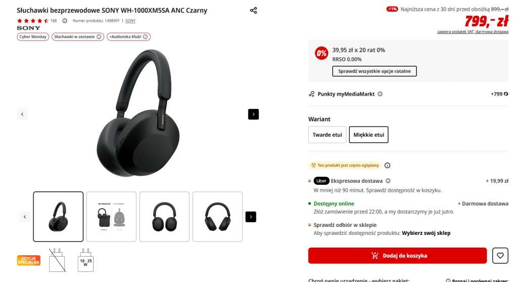 słuchawk isony wh-1000xm5 promocja media markt