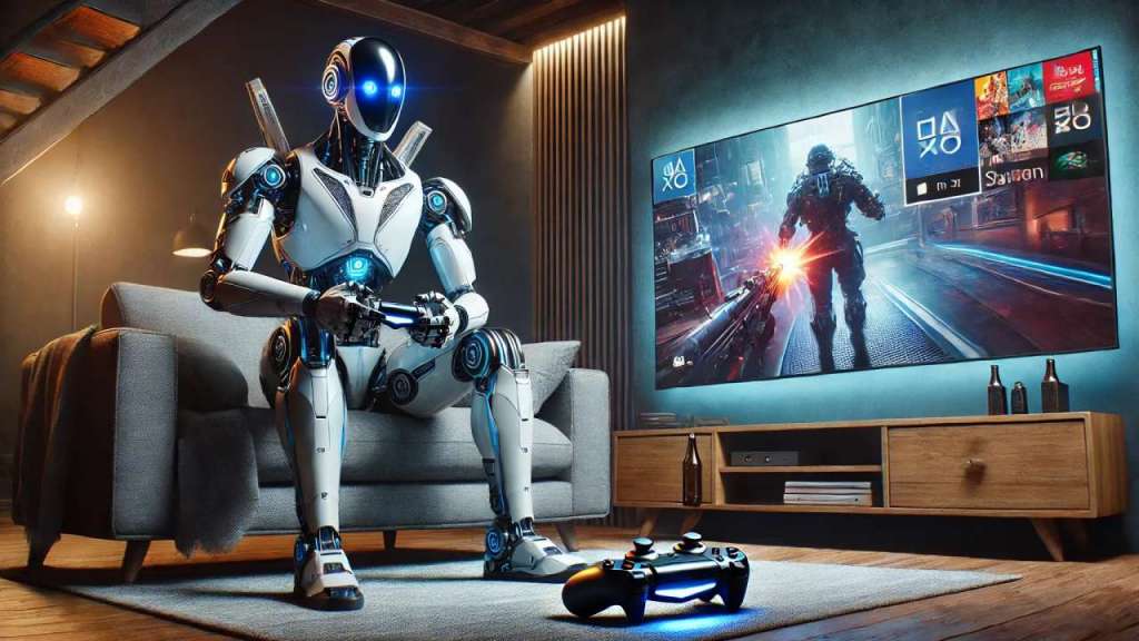 robot grający na konsoli AI