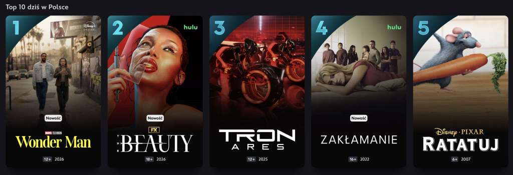 zrzut ekranu z serwisu Disney+ z Wonder Manem 