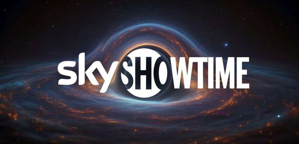 logo skyshowtime na tle czarnej dziury