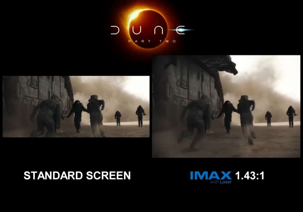 Film "Diuna 2" w wersji standardowej zestawiony z wersją IMAX