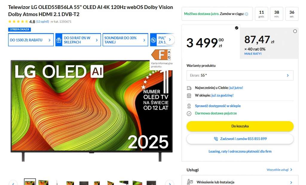 telewizor lg oled b5 55 cali promocja okazja rtv euro agd