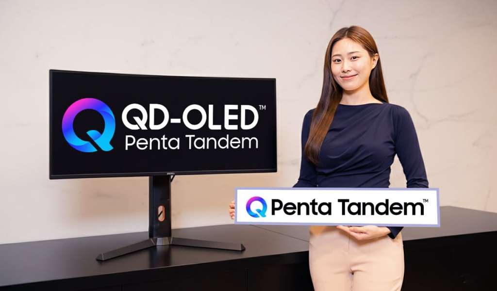 Monitor Samsung Display z ekranami QD-OLED Penta Tandem w towarzystwie promotorki