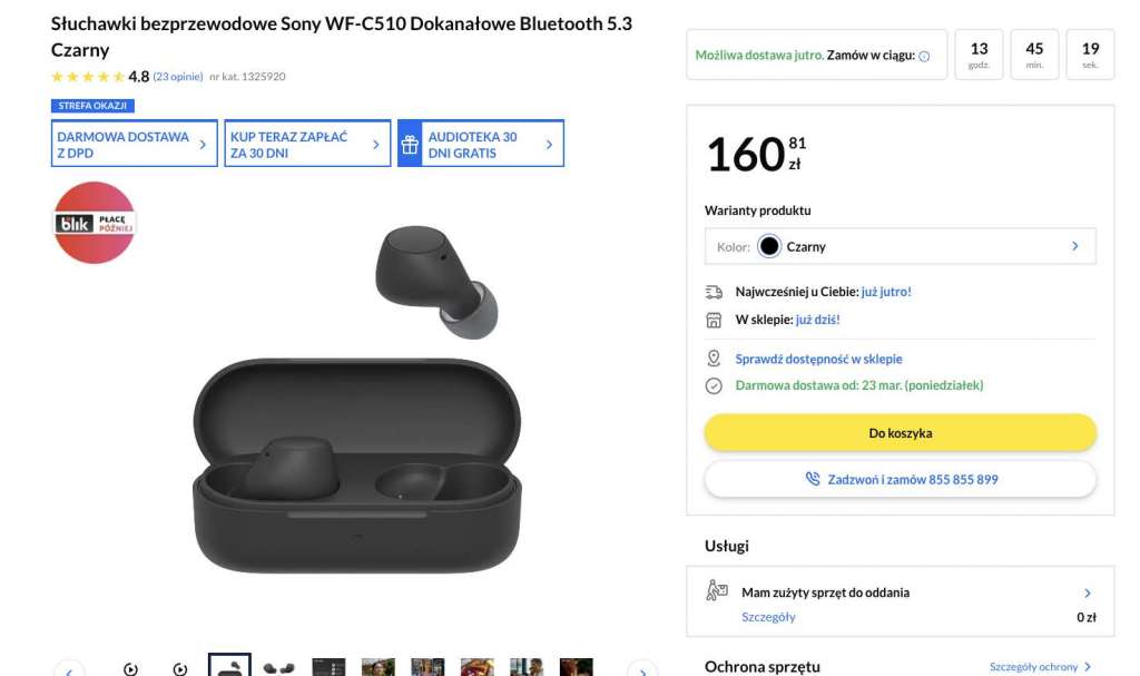 słuchawki sony wf-c510 promocja rtv euro agd