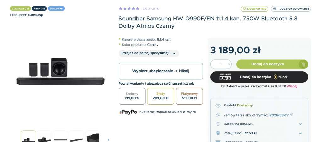 promocja soundbar samsung hw-q990f sferis zdjęcie produktu