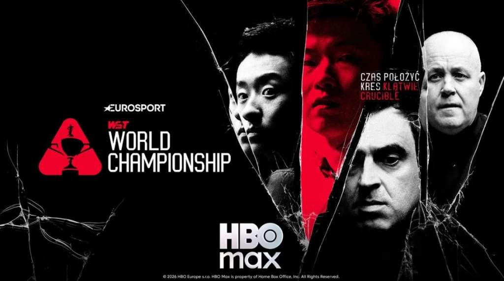 grafika zapowiadająca transmisje z mistrzostw świata w snookerze