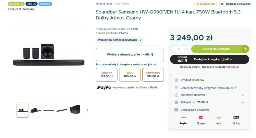 soundbar samsung hw-q990f najlepszy promocja sferis