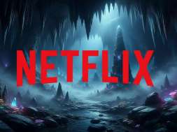 netflix logo na tle jaskini